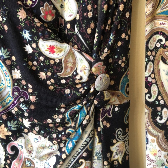ETRO Milano Paisley Jersey Wrap Dress Size US 10/IT 46 - Picture 5 of 15